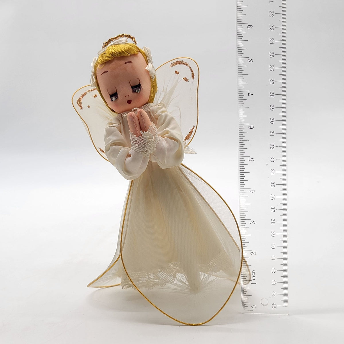 1950s Vintage Tulle Praying Angel Doll Christmas Tree Topper