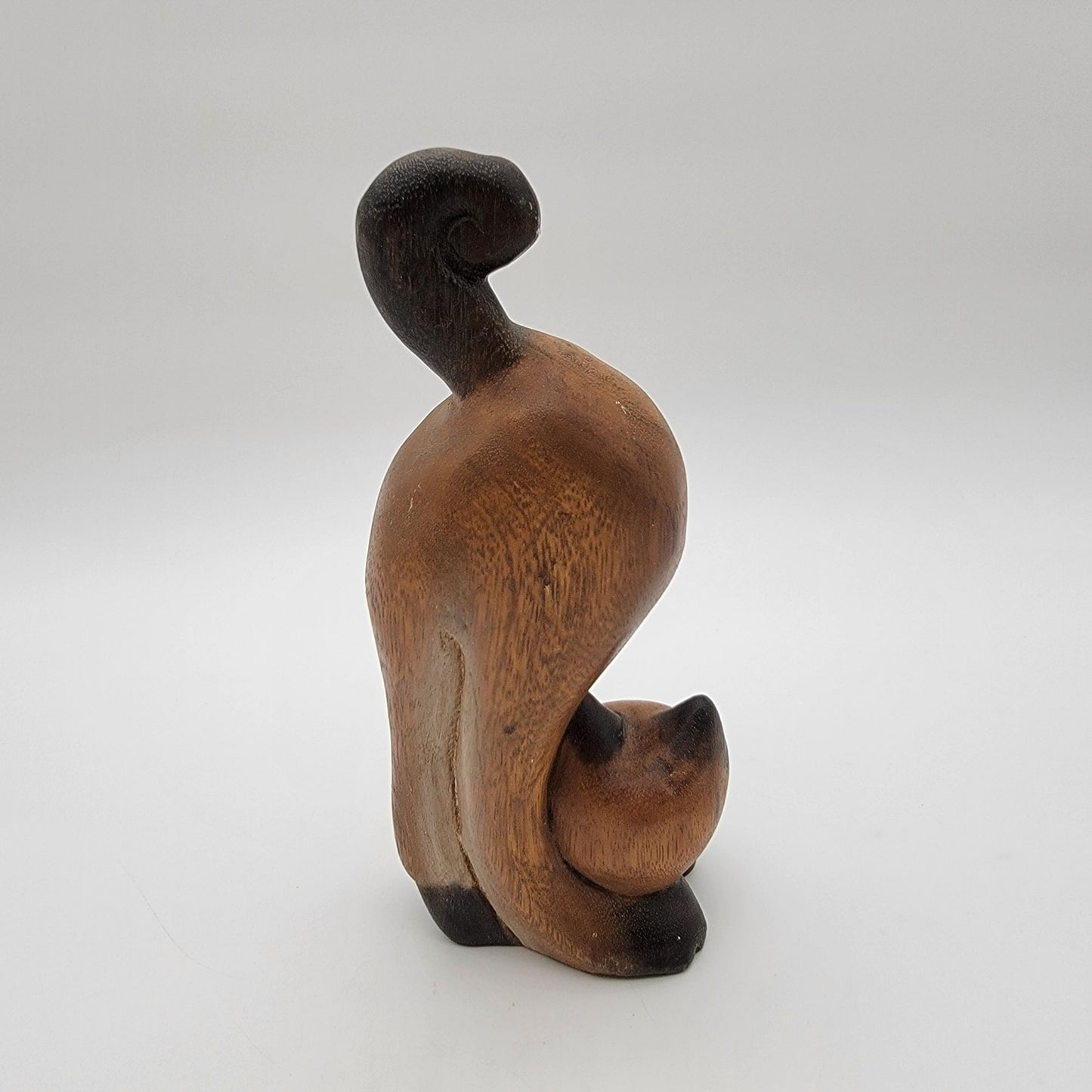 Vintage Carved Wooden Siamese Cat Figure