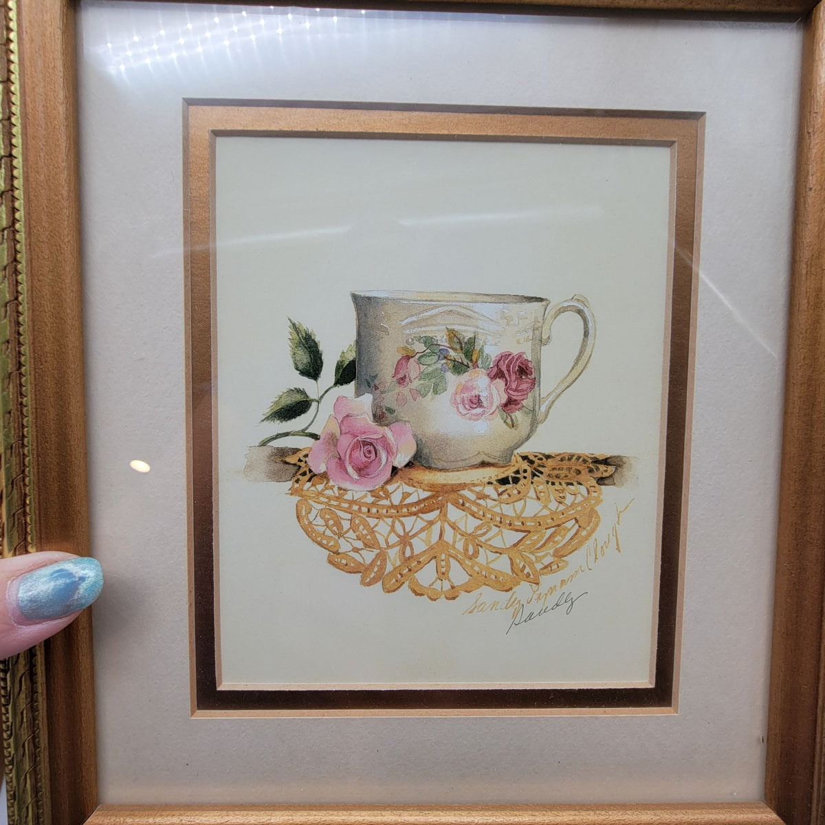 Set Of 5 Sandy Lynam Clough Prints Teacup Designs Hand Signed
