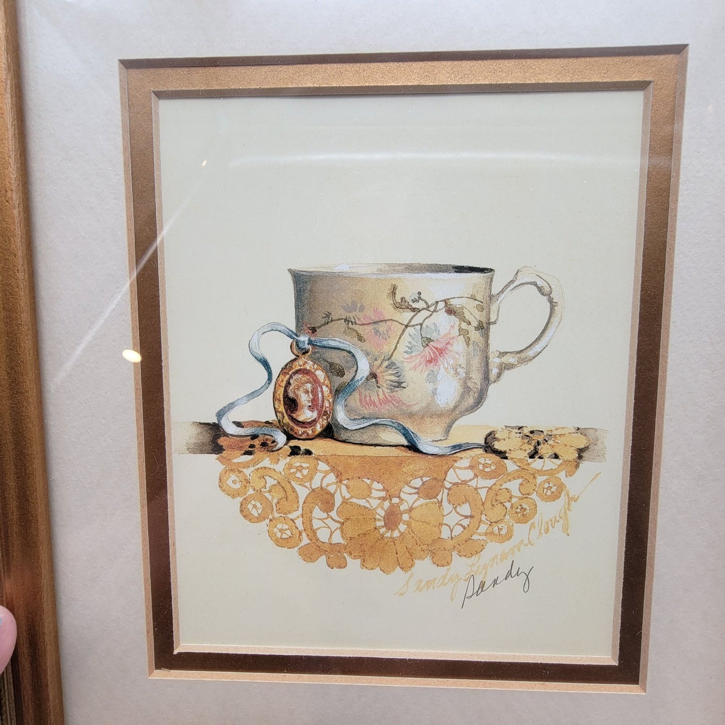 Set Of 5 Sandy Lynam Clough Prints Teacup Designs Hand Signed