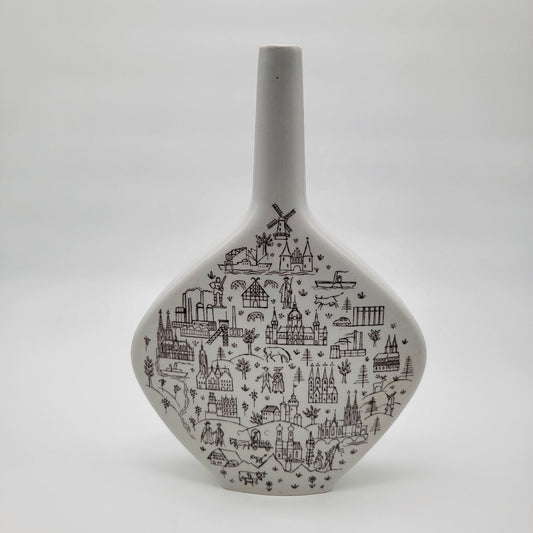 Vintage Anton Riemerschmid Porcelain Decanter European Village