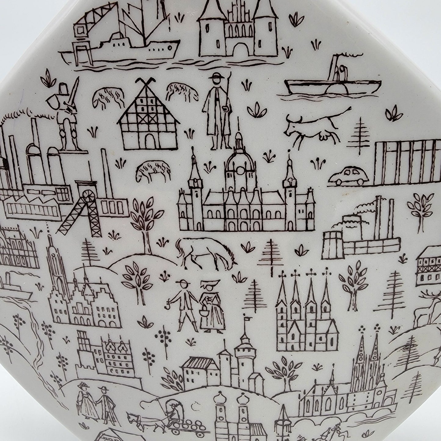Vintage Anton Riemerschmid Porcelain Decanter European Village