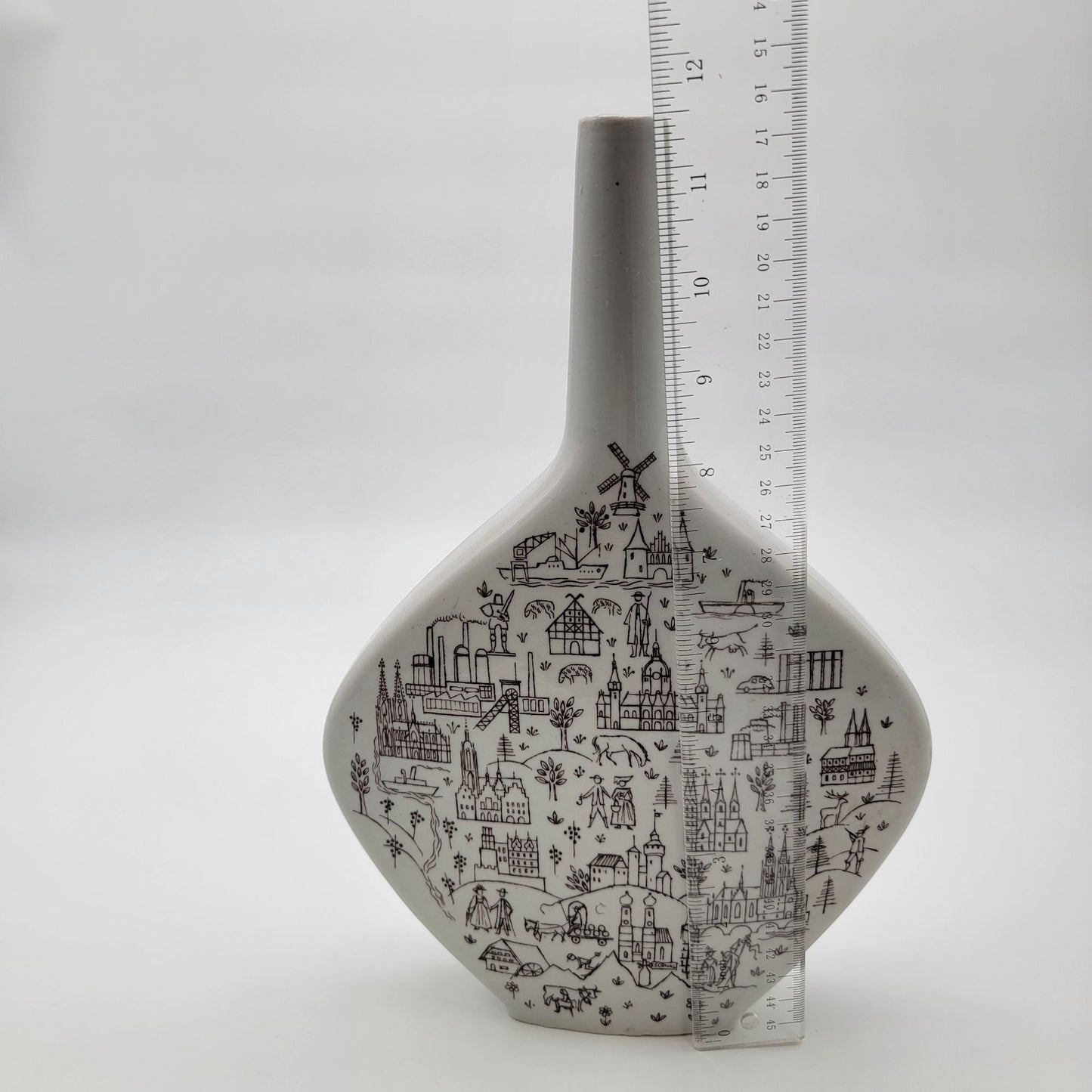 Vintage Anton Riemerschmid Porcelain Decanter European Village