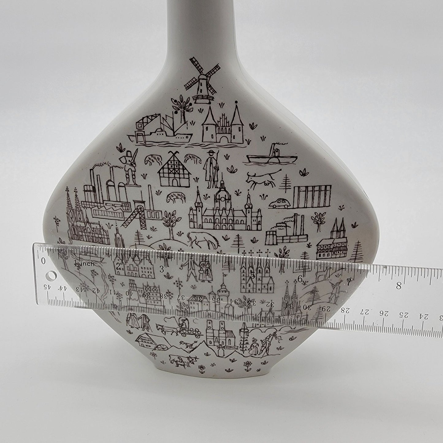Vintage Anton Riemerschmid Porcelain Decanter European Village