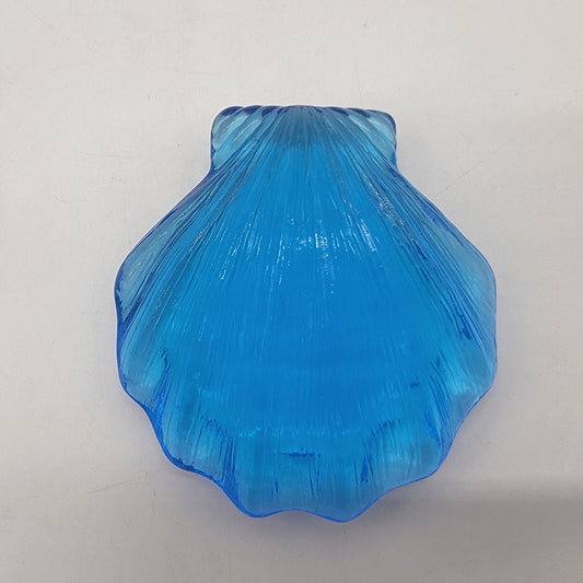 Vintage Ice Blue Glass Scallop Shell Paperweight