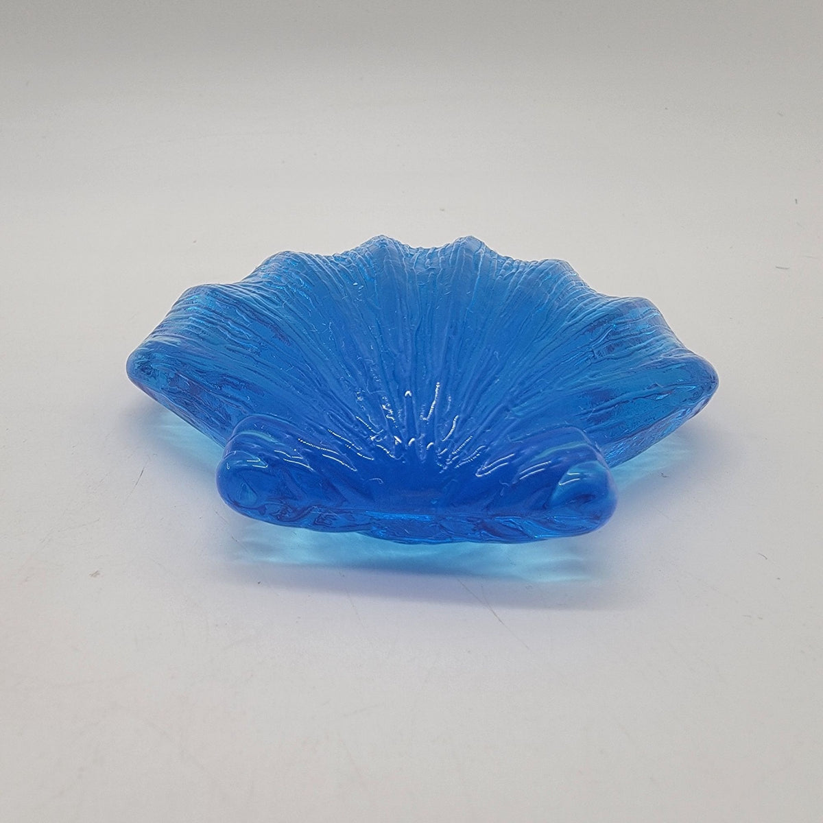 Vintage Ice Blue Glass Scallop Shell Paperweight