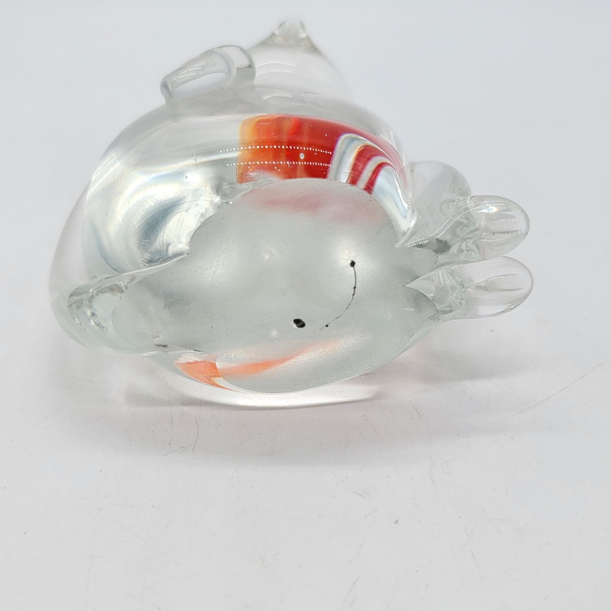 Hand-Blown Glass Cat Sculpture With GoldFish In Belly (b)