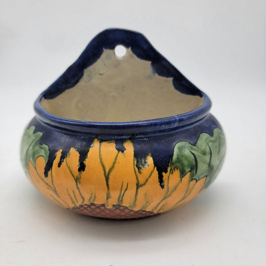 Hand-Painted Talavera Mexican Pottery Sunflower Wall Pocket Planter
