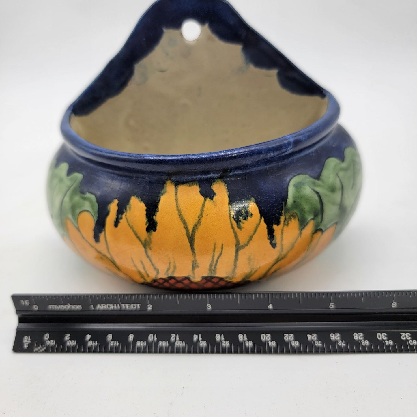 Hand-Painted Talavera Mexican Pottery Sunflower Wall Pocket Planter