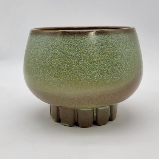 Frankoma Vintage Cogwheel Pottery Planter Bowl Prairie Green