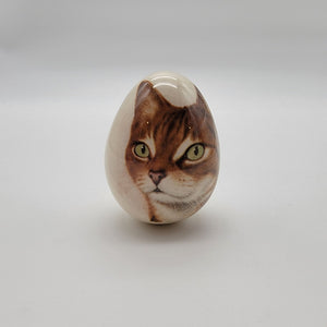 Hand-Painted Porcelain Egg with Cat