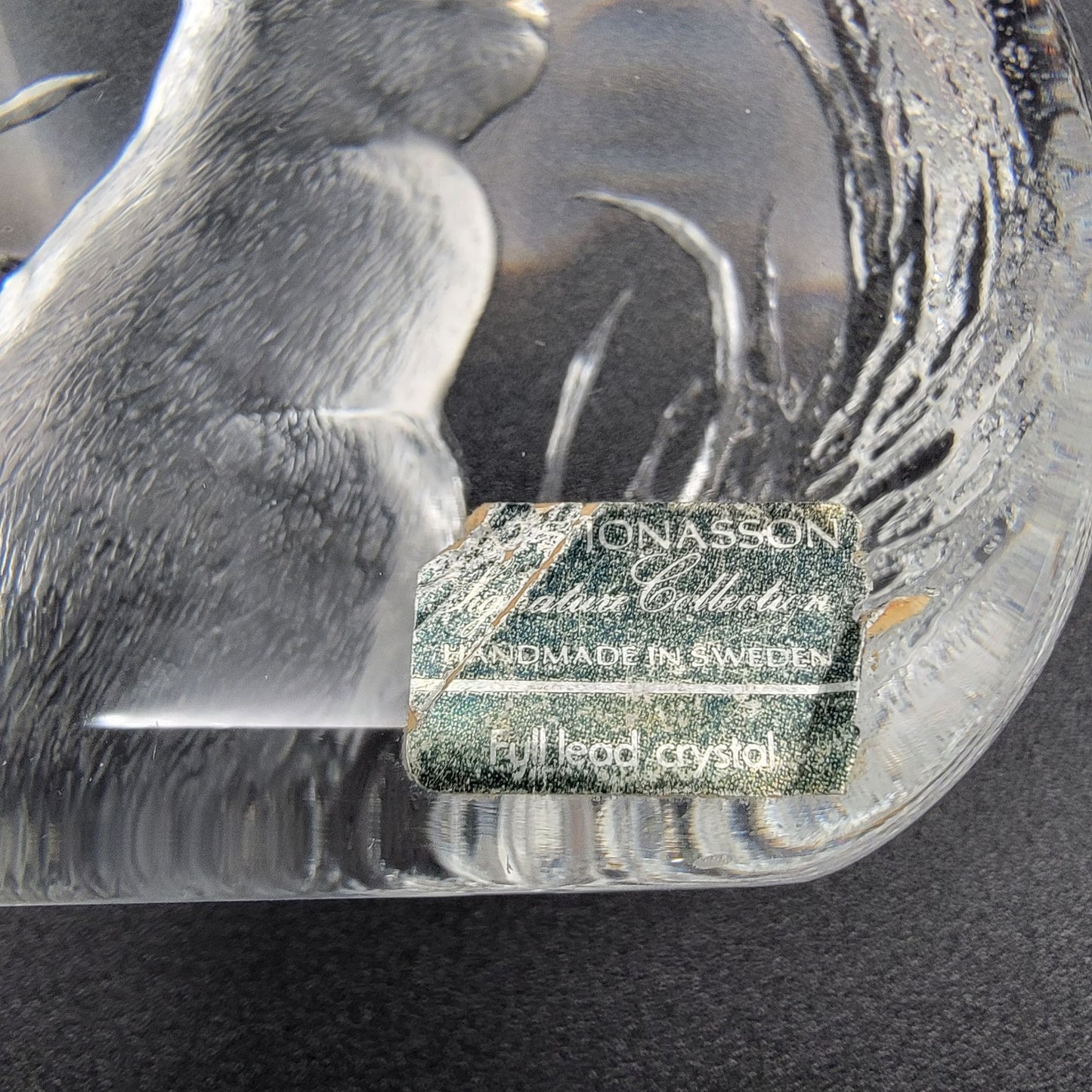 Mats Jonasson Signed Lead Crystal Sitting Bunny Paperweight