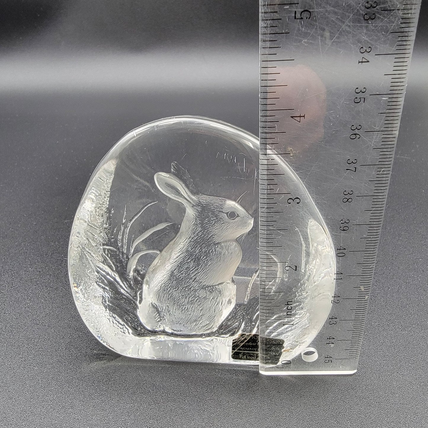 Mats Jonasson Signed Lead Crystal Sitting Bunny Paperweight