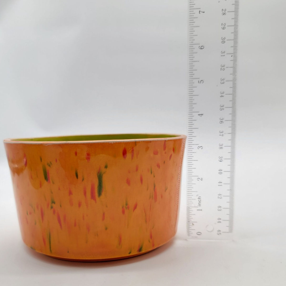 1960s Orange & Green Pottery Nesting Planters Set Of 4