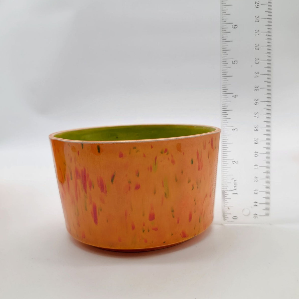 1960s Orange & Green Pottery Nesting Planters Set Of 4