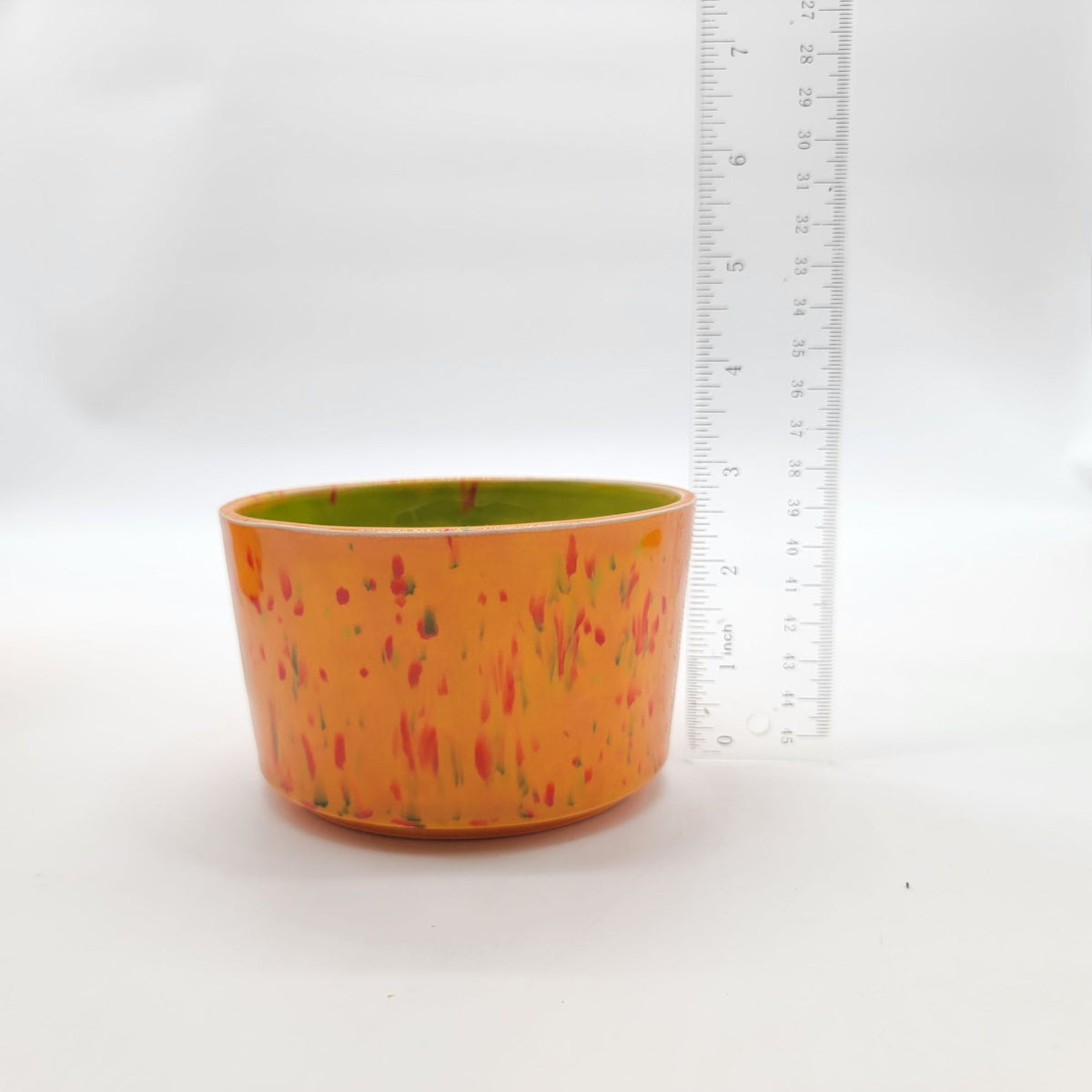 1960s Orange & Green Pottery Nesting Planters Set Of 4