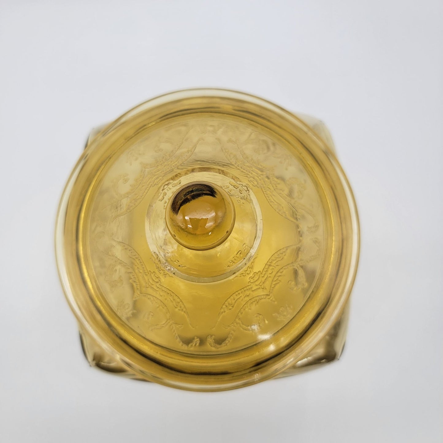 Vintage 1930s Depression Federal Glass Madrid Pattern Amber Glass Cookie / Biscuit Jar With Lid