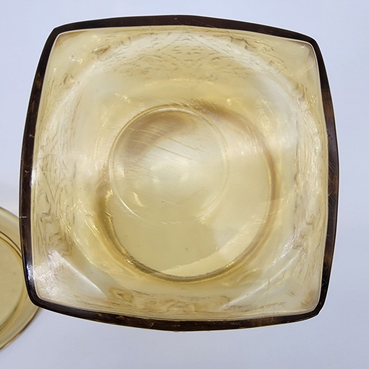 Vintage 1930s Depression Federal Glass Madrid Pattern Amber Glass Cookie / Biscuit Jar With Lid