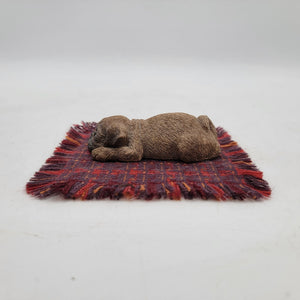 Sandicast Sleeping Pug Figurine On Woven Rug