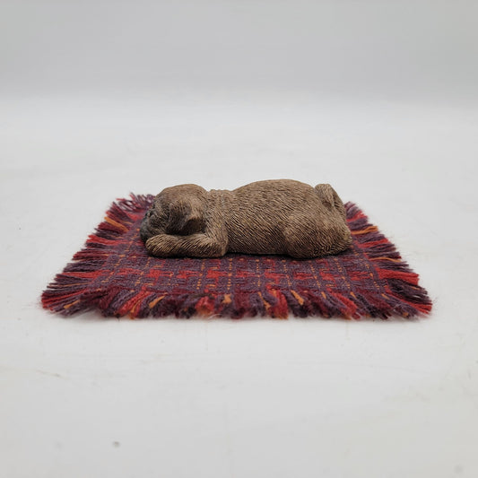 Sandicast Sleeping Pug Figurine On Woven Rug