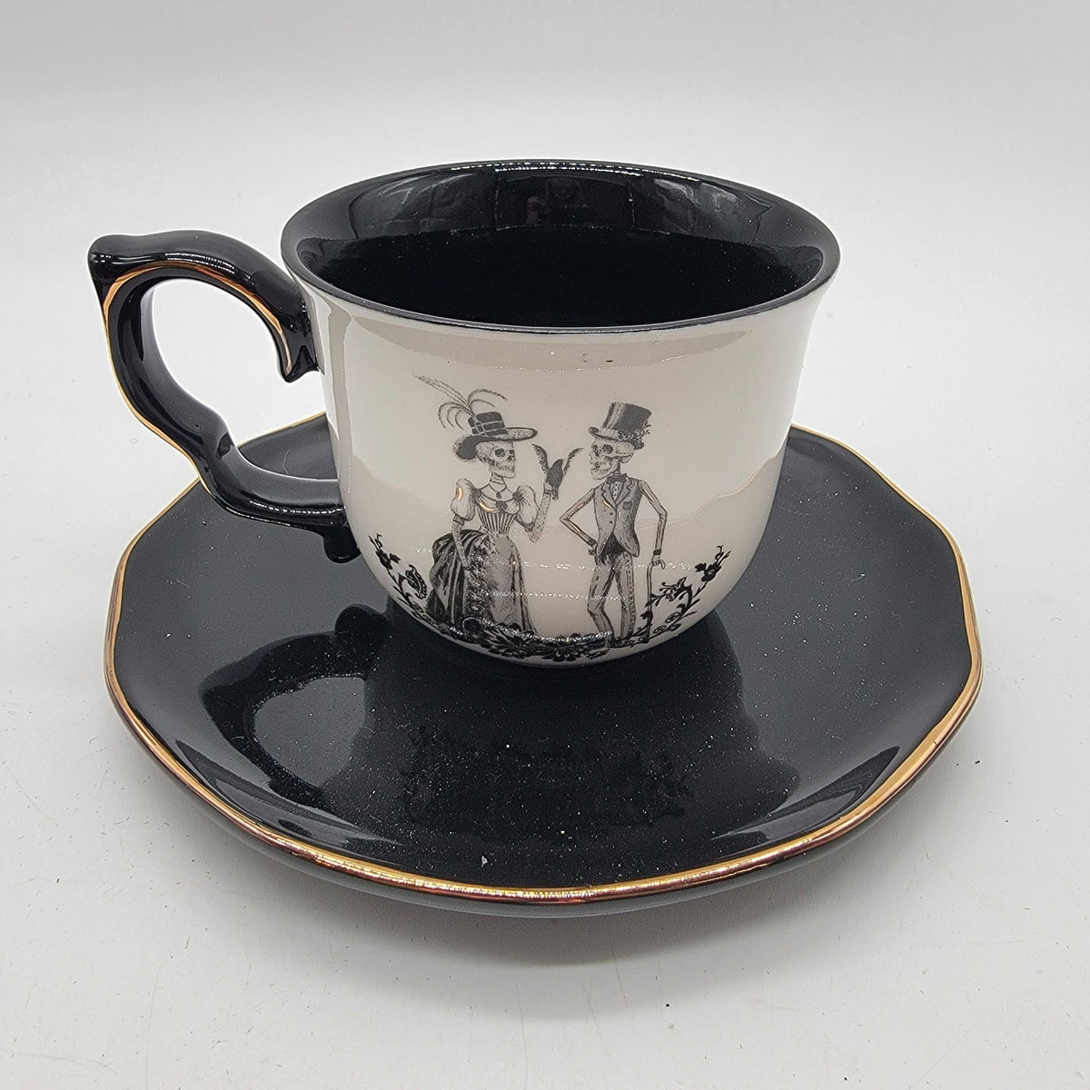 Potters Studio Victorian Skeletons Tea Cup & Saucer Set