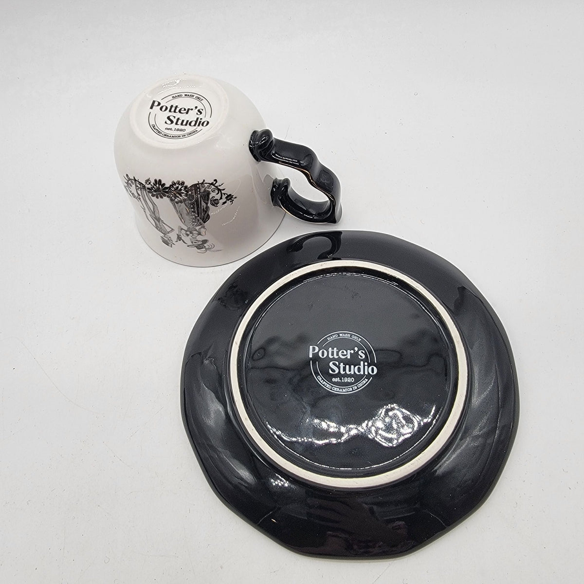 Potters Studio Victorian Skeletons Tea Cup & Saucer Set