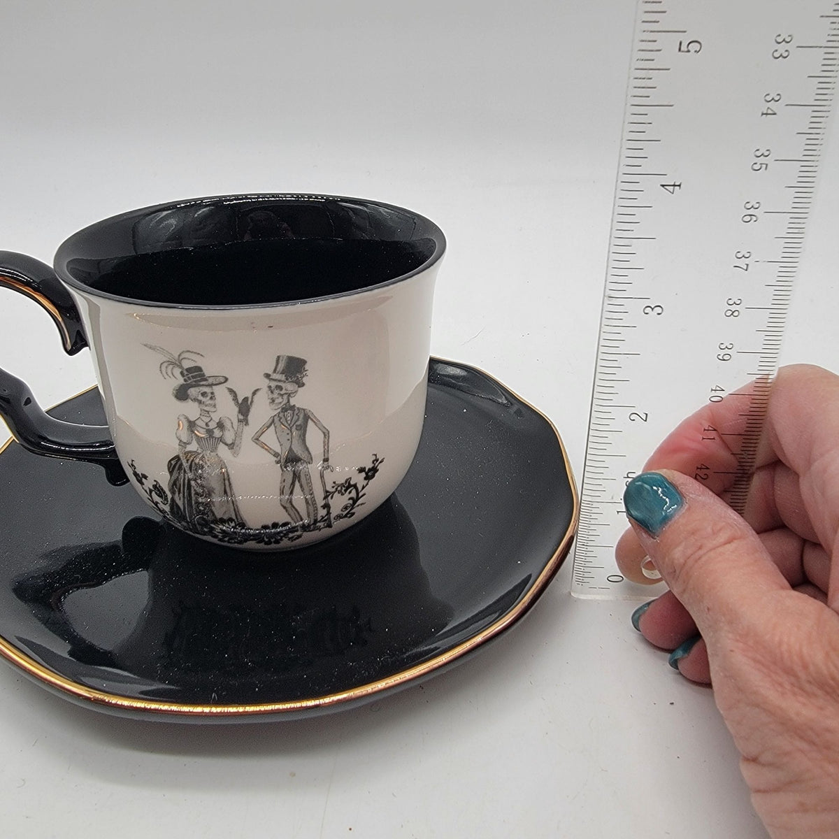 Potters Studio Victorian Skeletons Tea Cup & Saucer Set