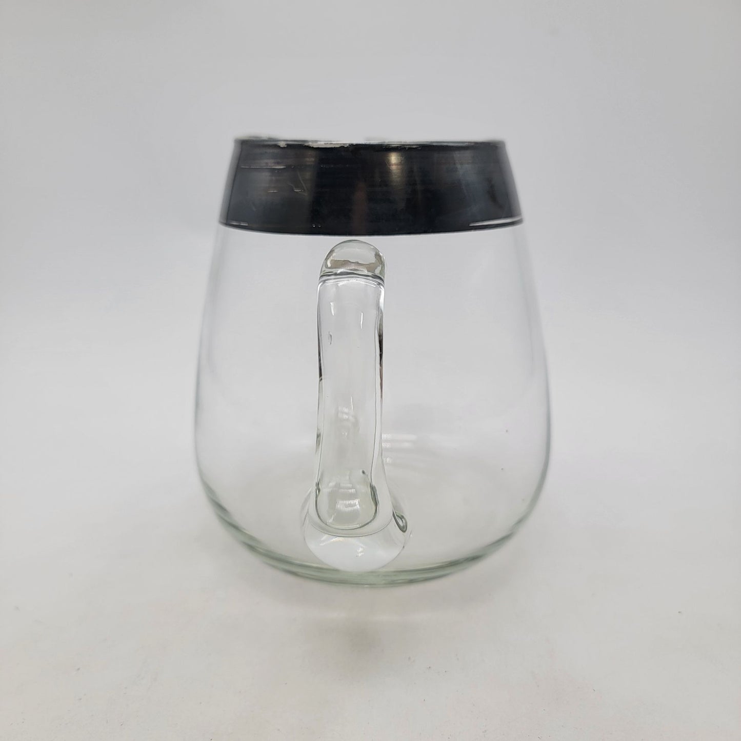 Vintage Mid Century Modern Silver Rimmed Glass Pitcher By Dorothy Thorpe