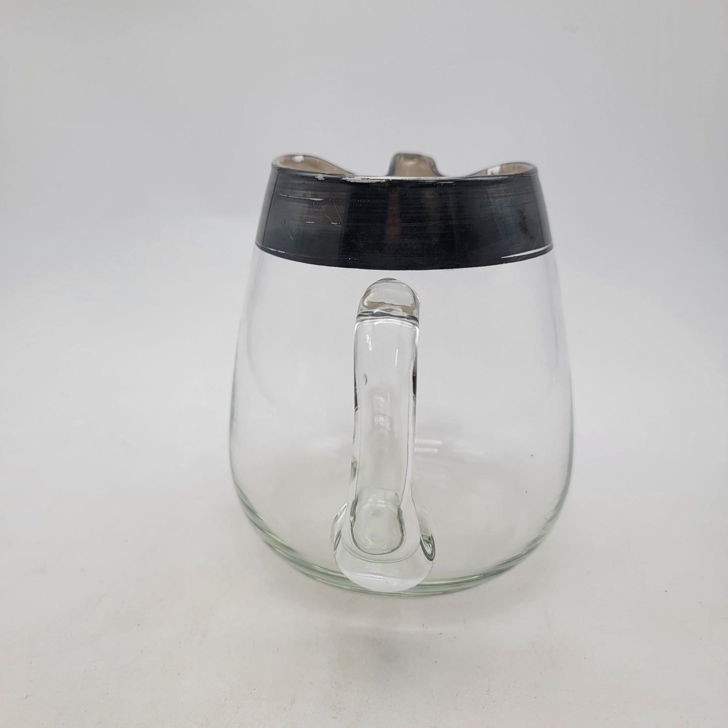 Vintage Mid Century Modern Silver Rimmed Glass Pitcher By Dorothy Thorpe