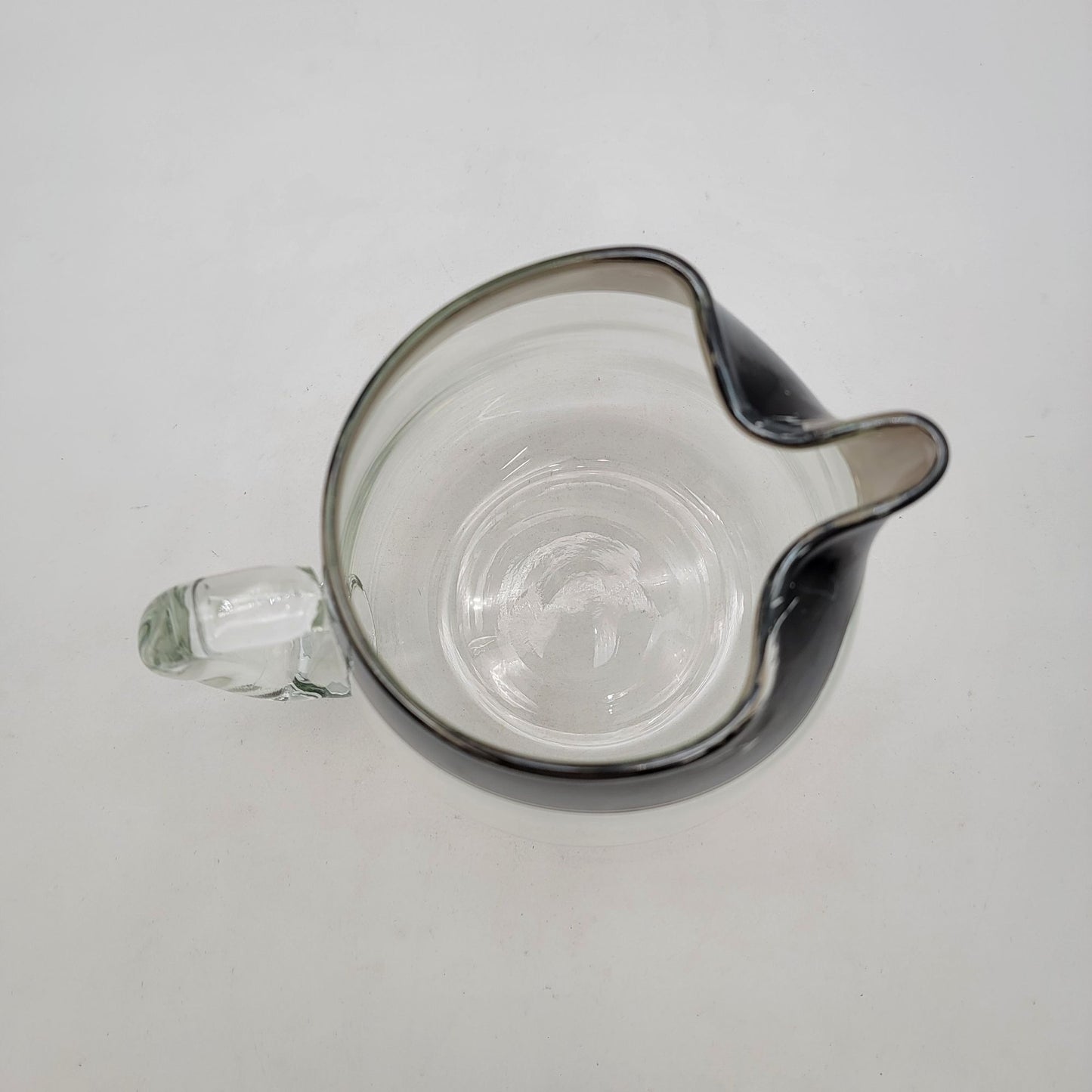 Vintage Mid Century Modern Silver Rimmed Glass Pitcher By Dorothy Thorpe