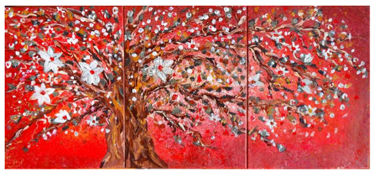 Val Bergman Art Pieces 3 Panels Triptych Tree