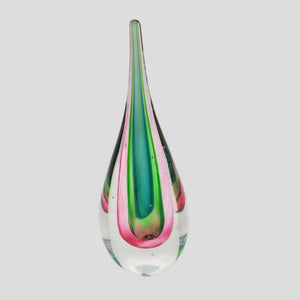 Mid-Century Flavio Poli Sommerso Glass Teardrop Sculpture Tri-color