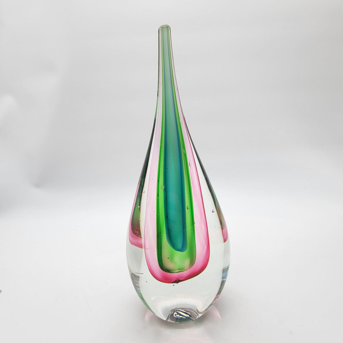 Mid-Century Flavio Poli Sommerso Glass Teardrop Sculpture Tri-color