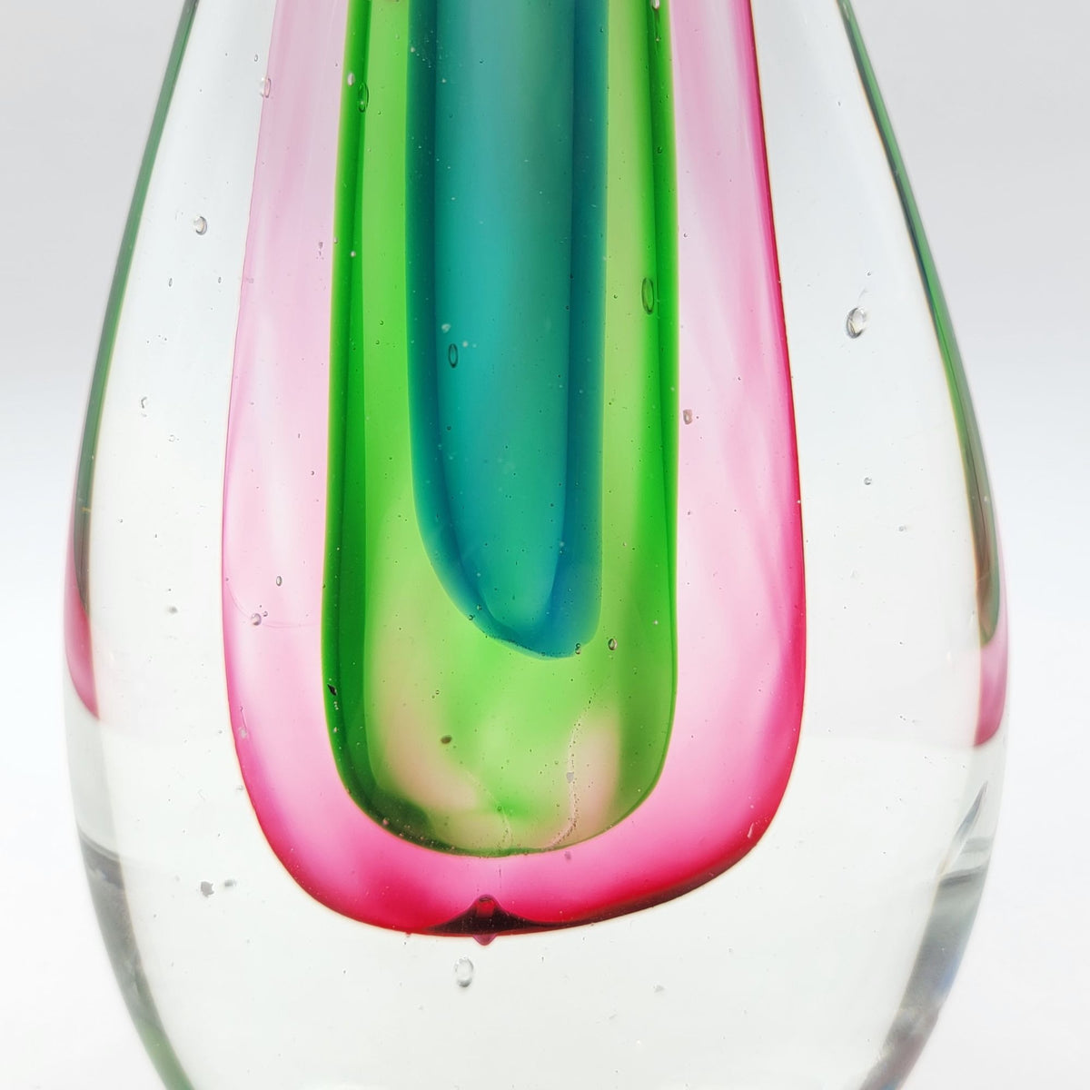 Mid-Century Flavio Poli Sommerso Glass Teardrop Sculpture Tri-color