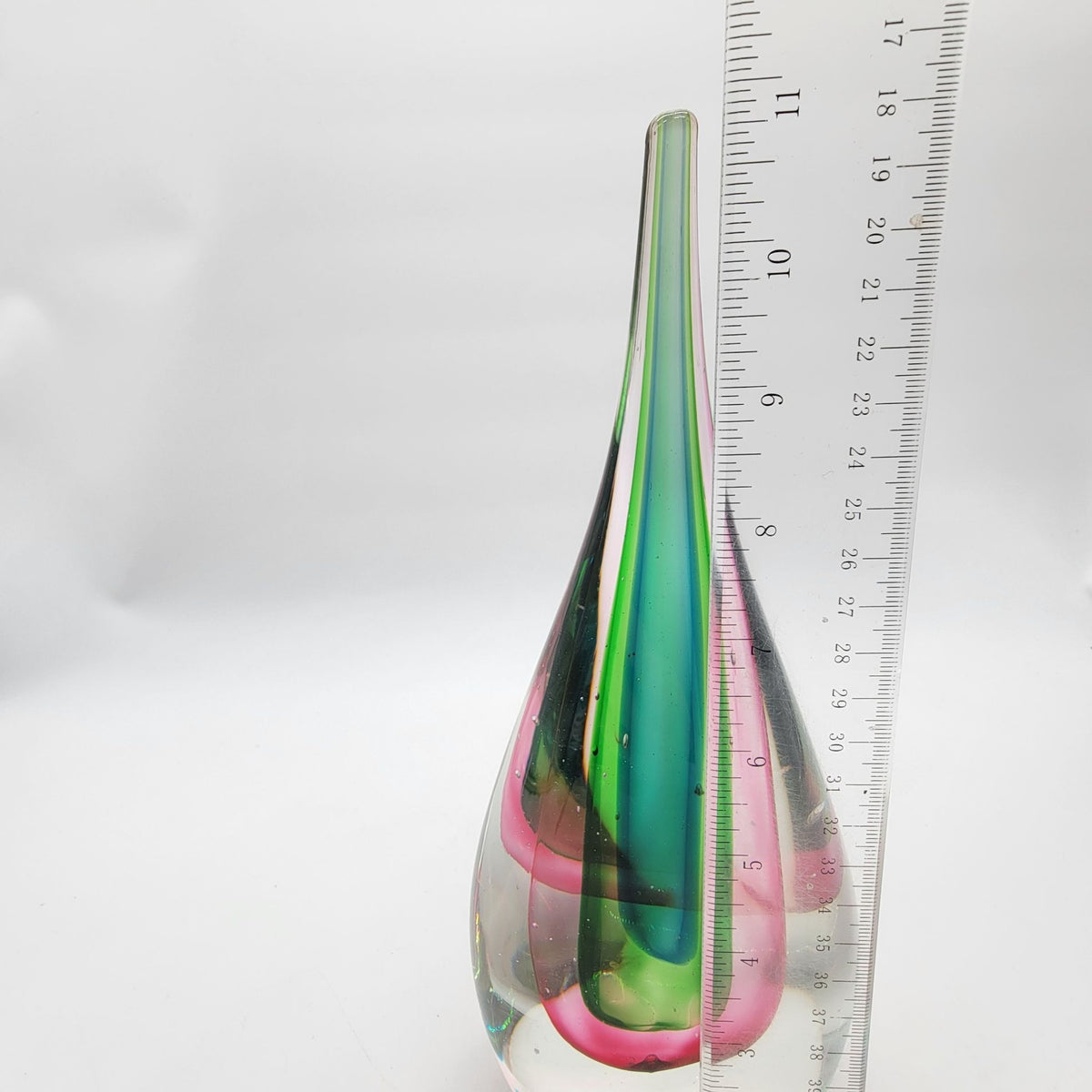 Mid-Century Flavio Poli Sommerso Glass Teardrop Sculpture Tri-color