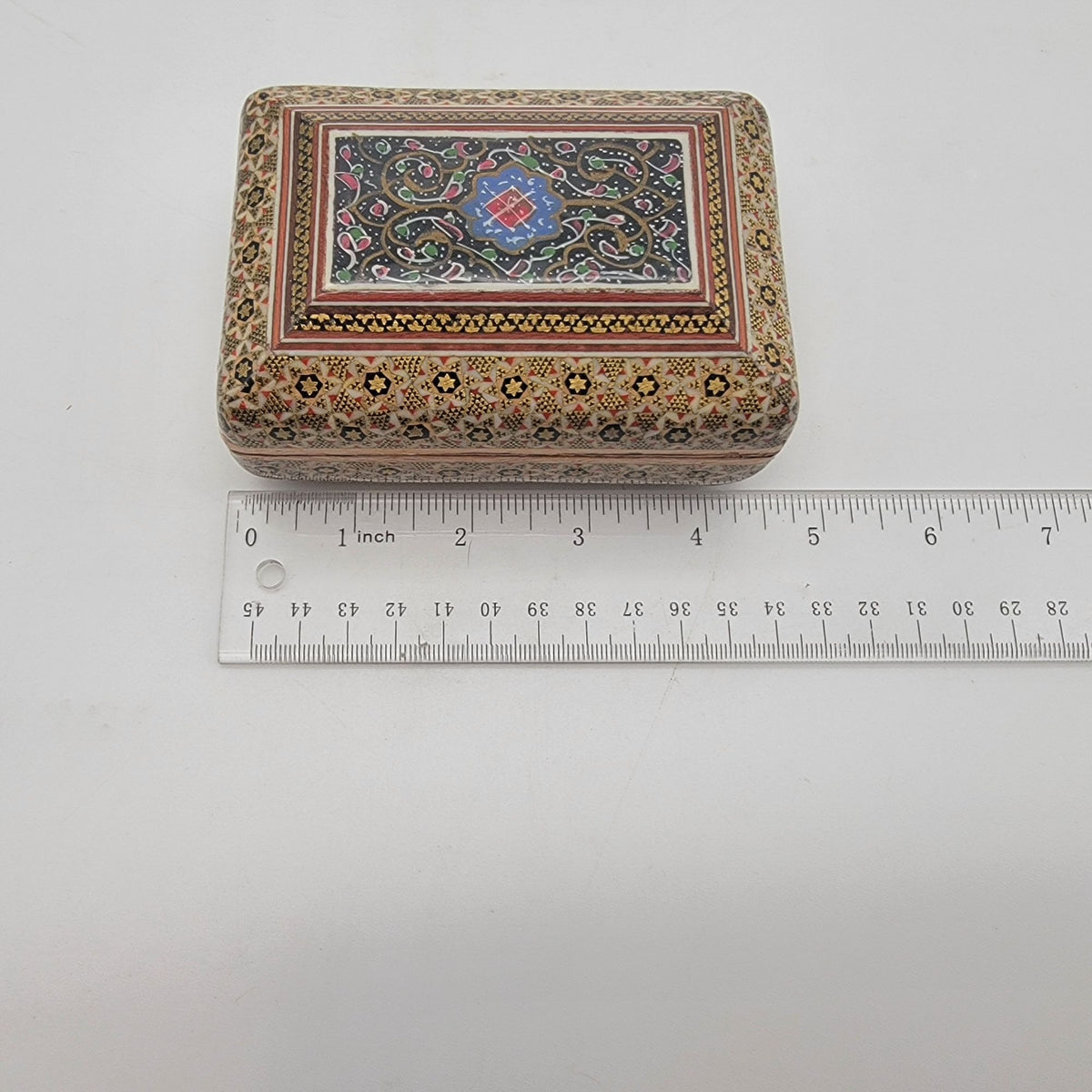 Mid-Century Persian Khatamkari Micro-Mosaic Marquetry Box