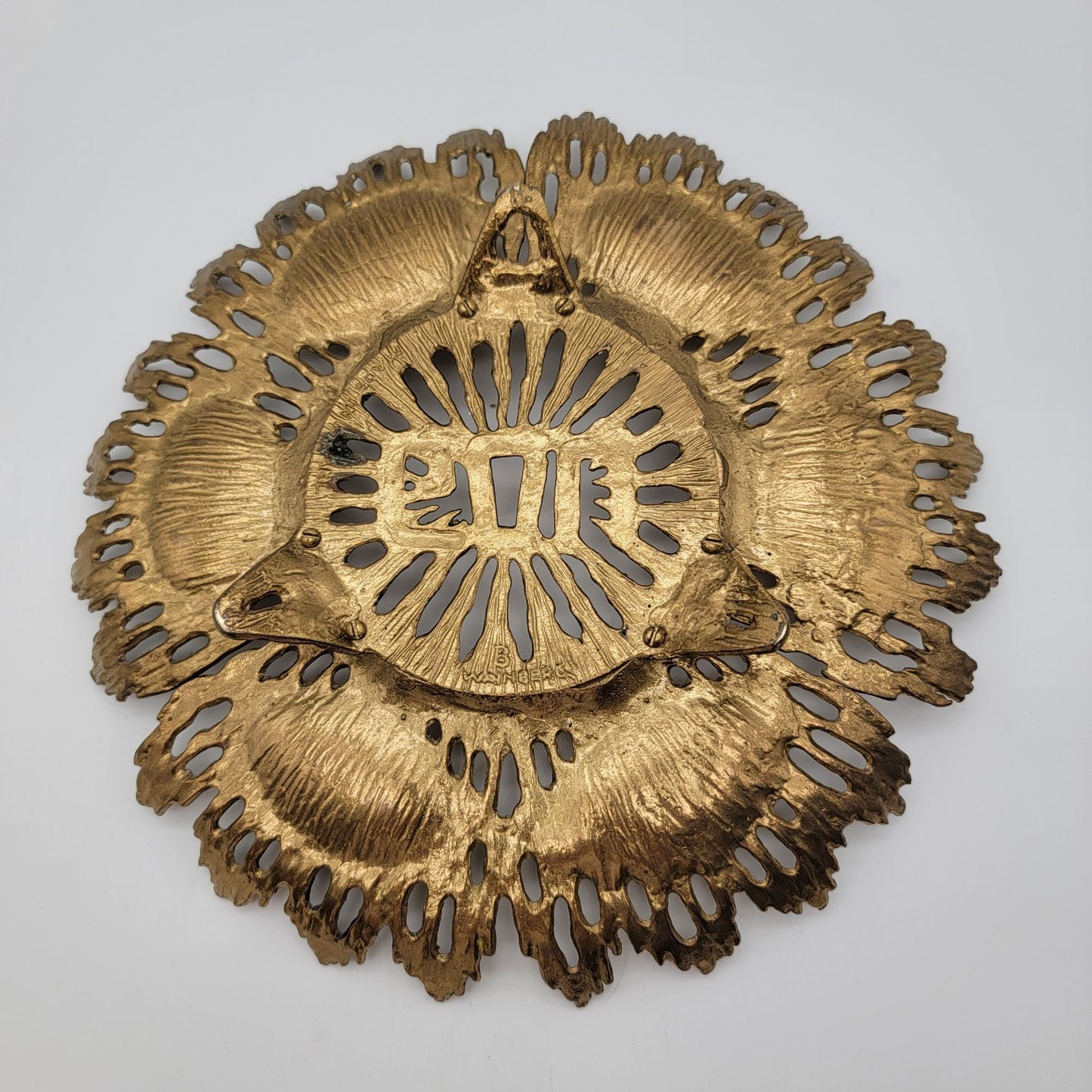 Vintage Wainberg Brutalist Brass Passover Seder Plate