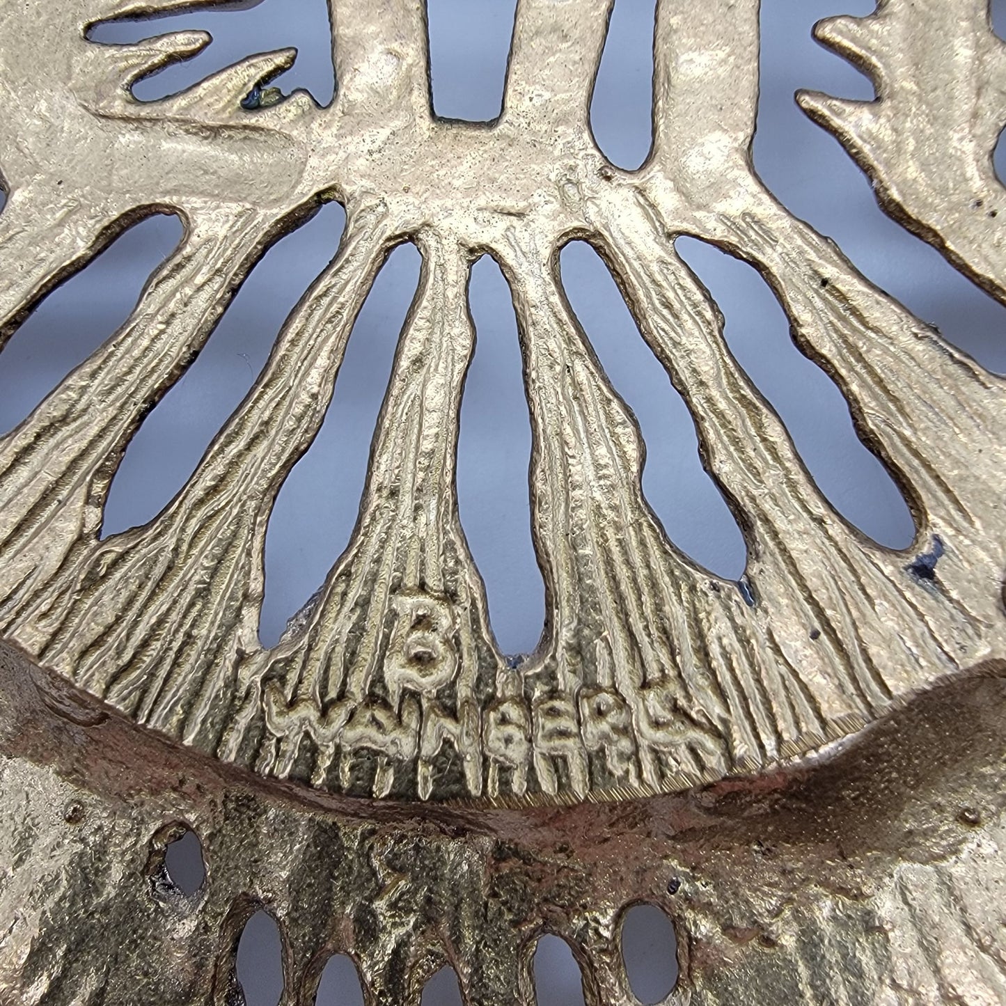 Vintage Wainberg Brutalist Brass Passover Seder Plate
