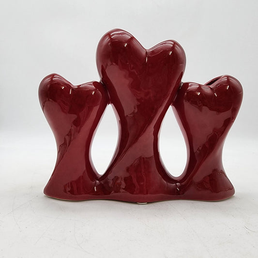 Red Triple Heart Vase