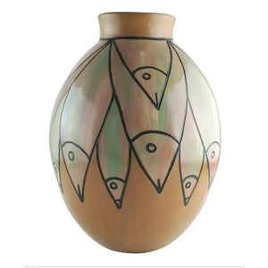 Vintage Peruvian Pottery Vase With Fish