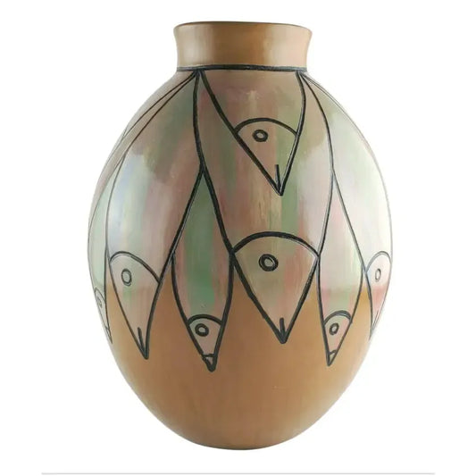 Vintage Peruvian Pottery Vase With Fish