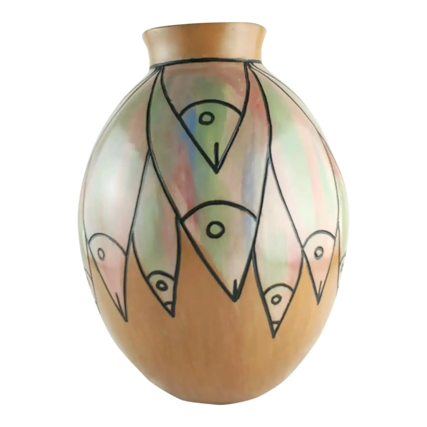 Vintage Peruvian Pottery Vase With Fish