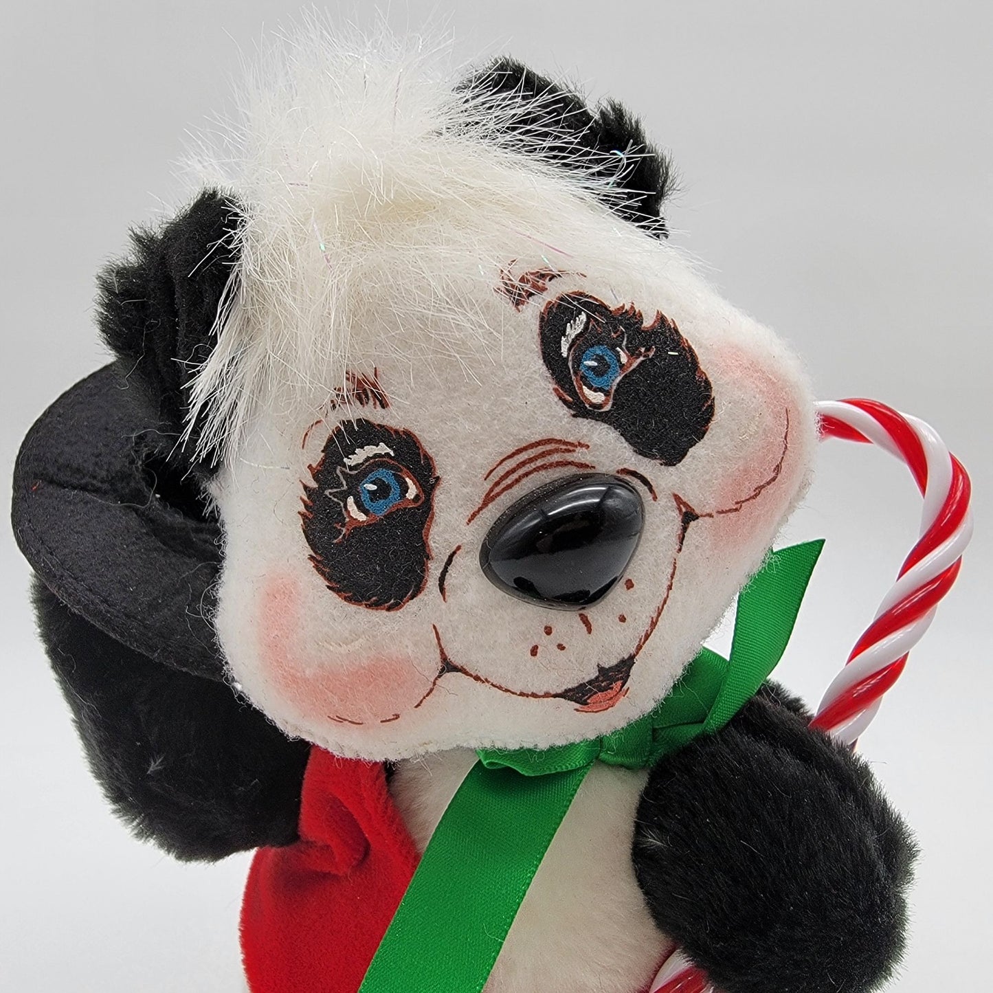 Vintage 2009 Annalee Christmas Panda Bear Doll Holding Candy Cane