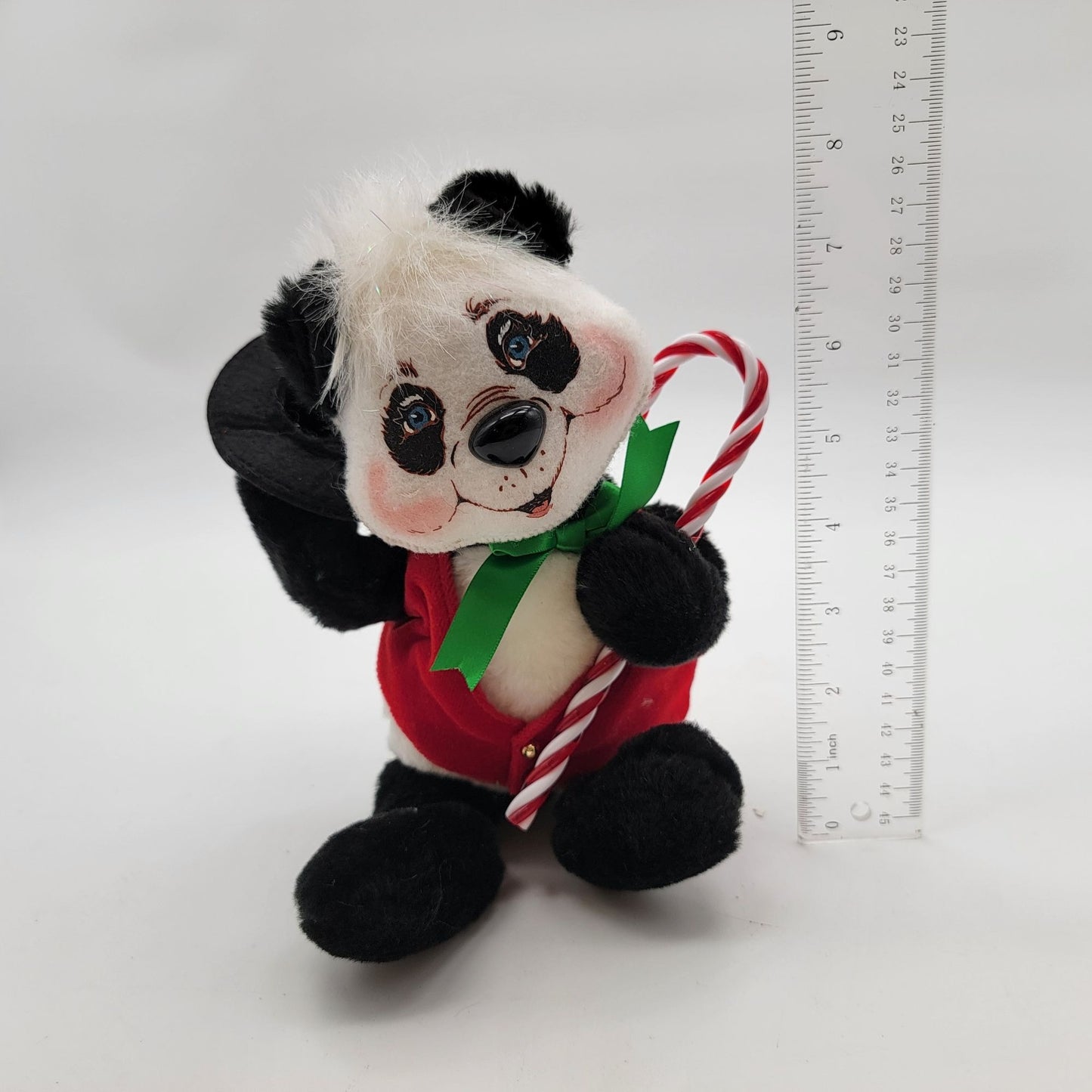 Vintage 2009 Annalee Christmas Panda Bear Doll Holding Candy Cane
