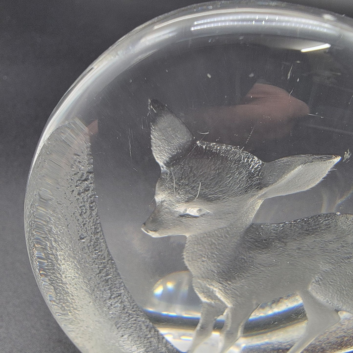 Mats Jonasson Deer Fawn Signed Crystal Paperweight