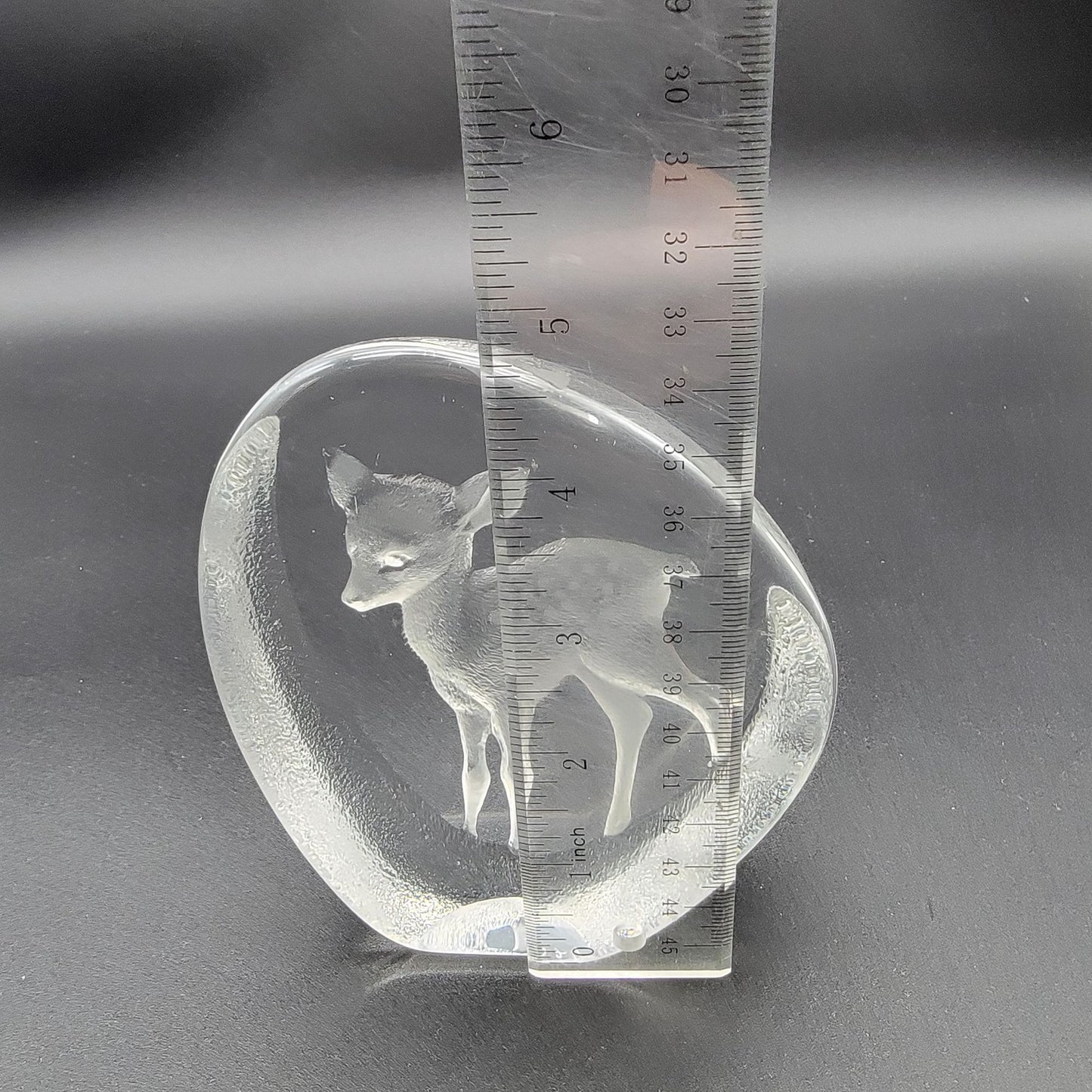 Mats Jonasson Deer Fawn Signed Crystal Paperweight