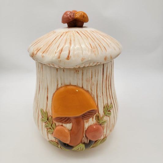 Vintage Arnels Ceramic Mushroom Cookie Jar With Lid