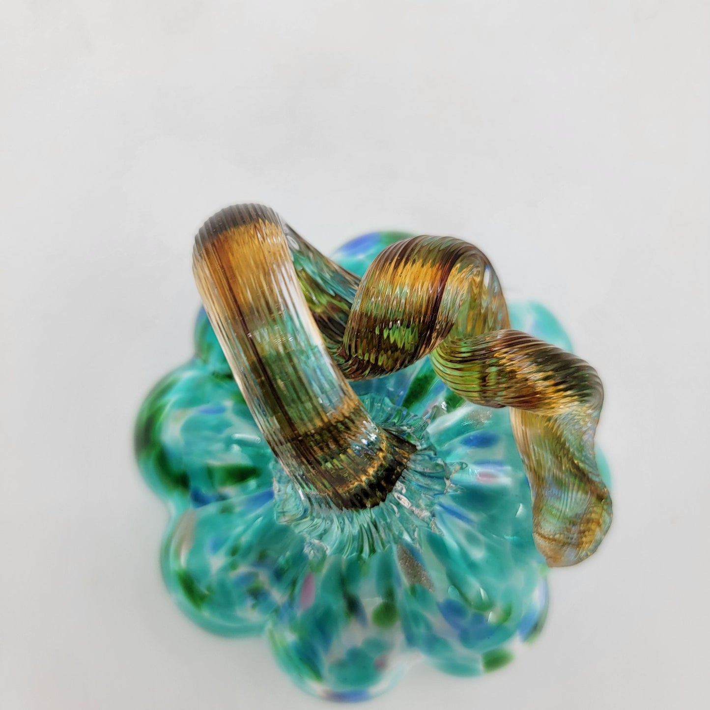 Art Glass Aqua Blue Pumpkin Sculpture