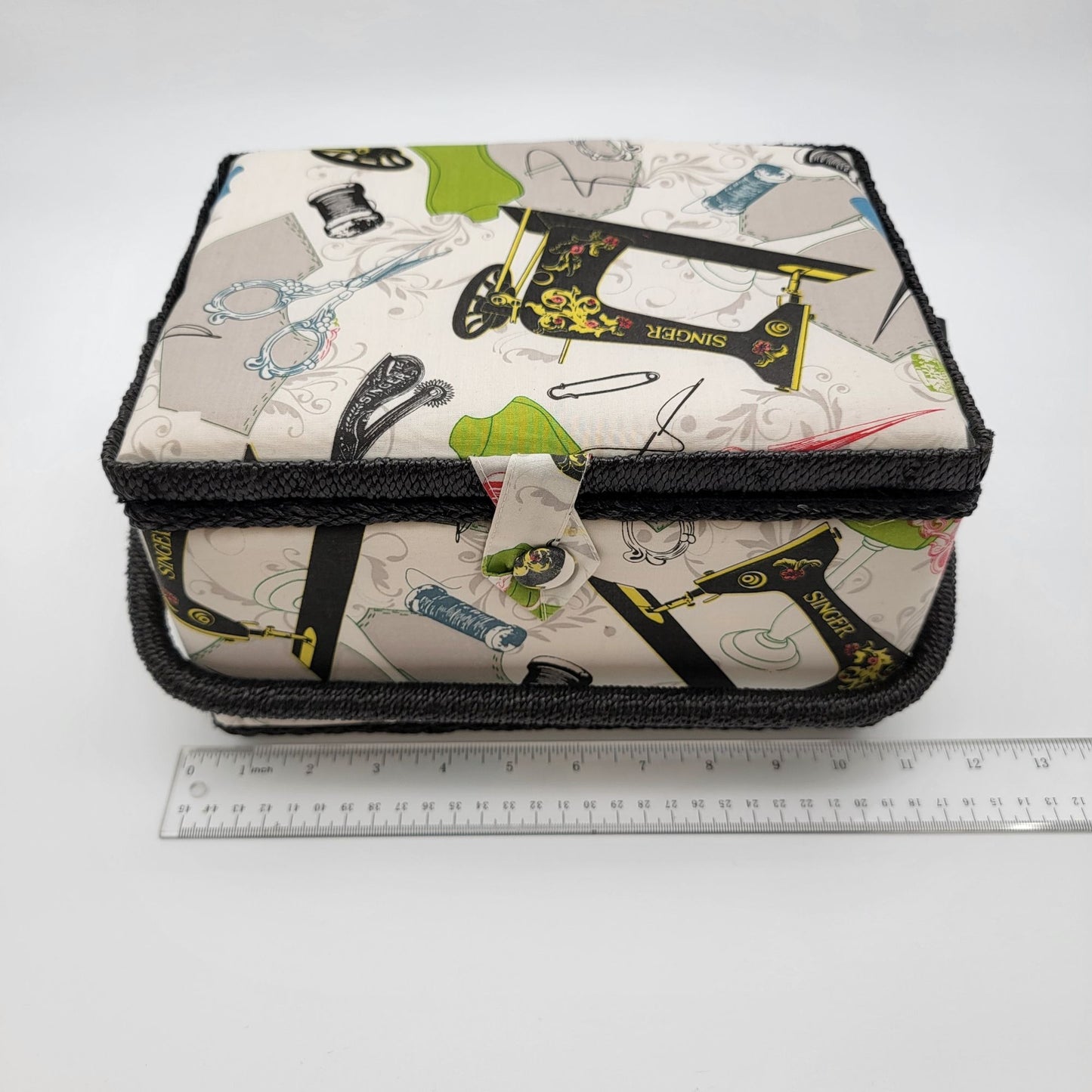 SINGER QuiltPro Padded Sewing Basket Vintage Sewing Machine Fabric