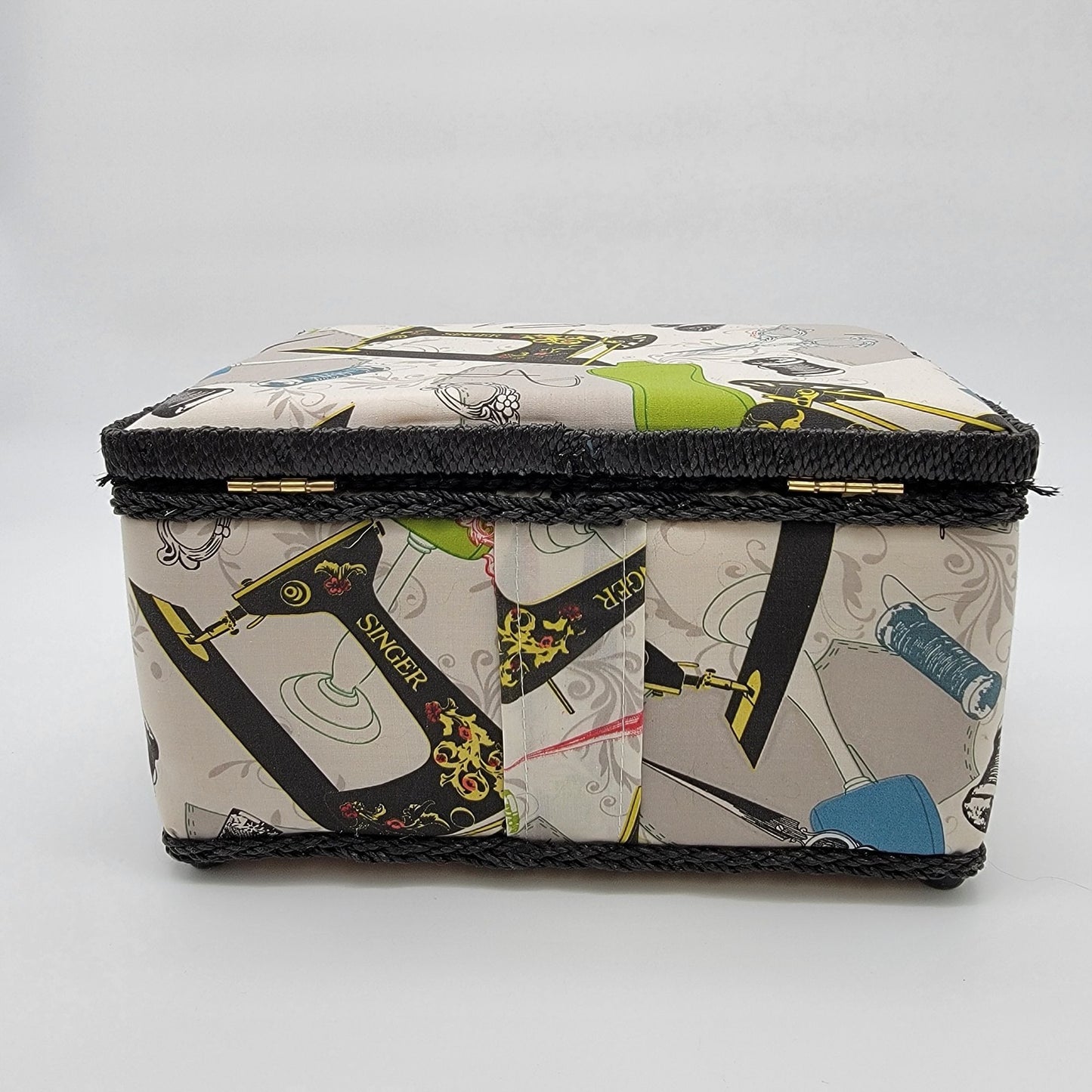 SINGER QuiltPro Padded Sewing Basket Vintage Sewing Machine Fabric